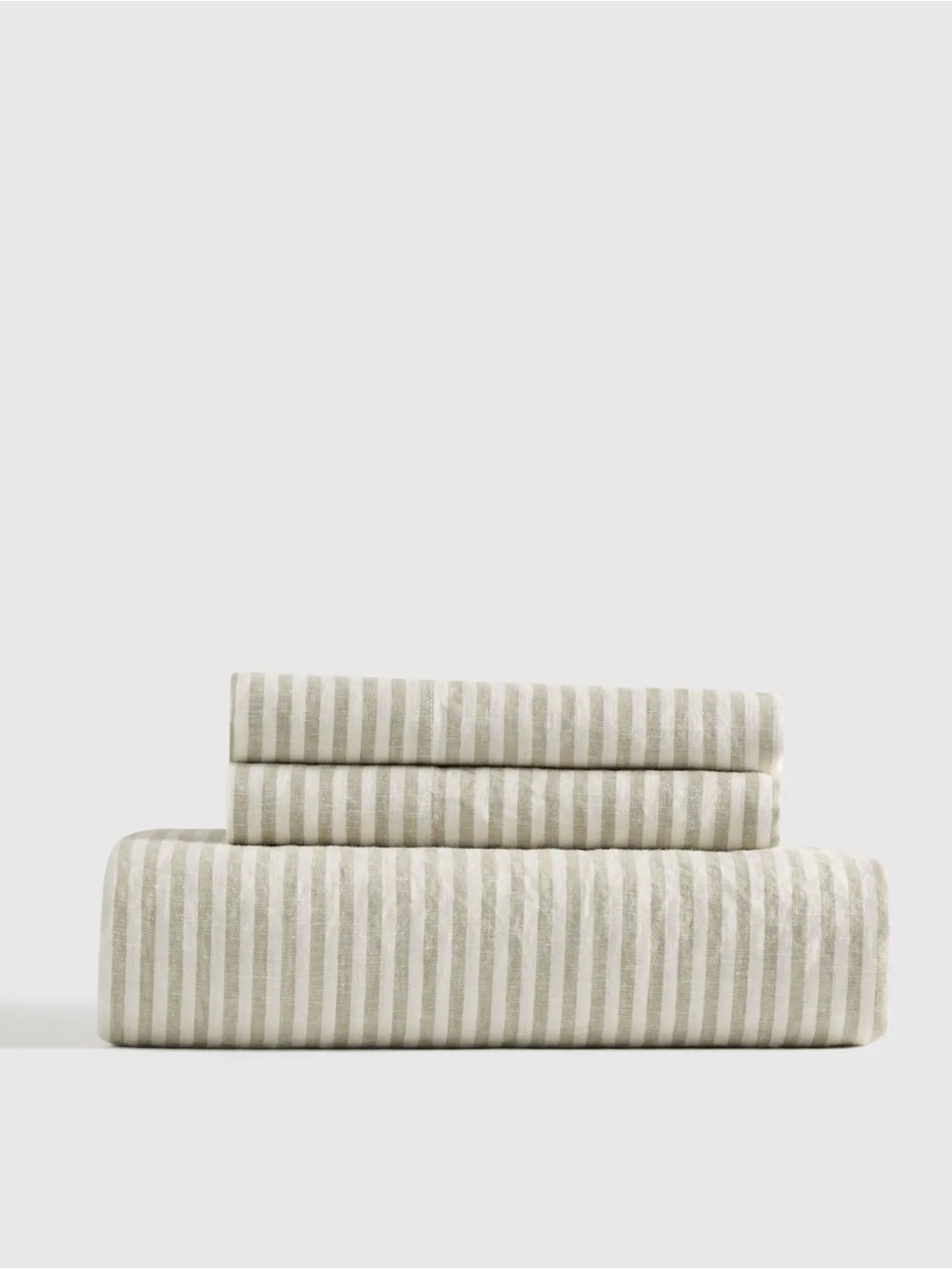 NWOT European Linen Willowleaf Striped Cal King Fitted Sheet Set - Retail $140 - Picture 1 of 5